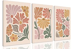 TBKHUDBI Modern Boho Canvas Wall Art: Abstract Floral Posters for Minimalist Decor