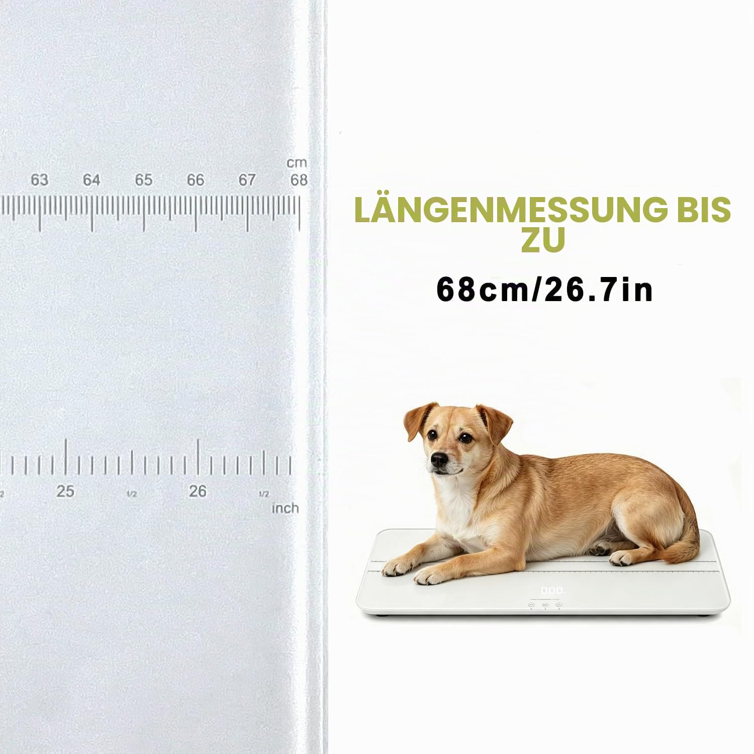 Digitale Haustierwaage für Hunde und Katzen, große Hundewaage, max. 220 Pfund, wiederaufladbare Version, 3 Wiegemodi Pfund, kg, st, Präzision 10 g, 69 x 33cm