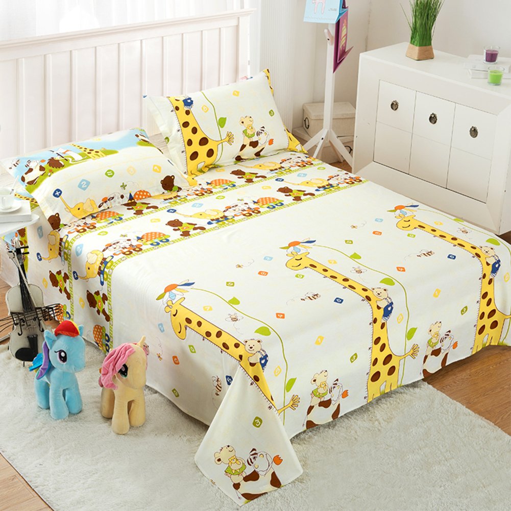Drap en coton sergé de dessin animé 160x230cm pour dortoir et lit double