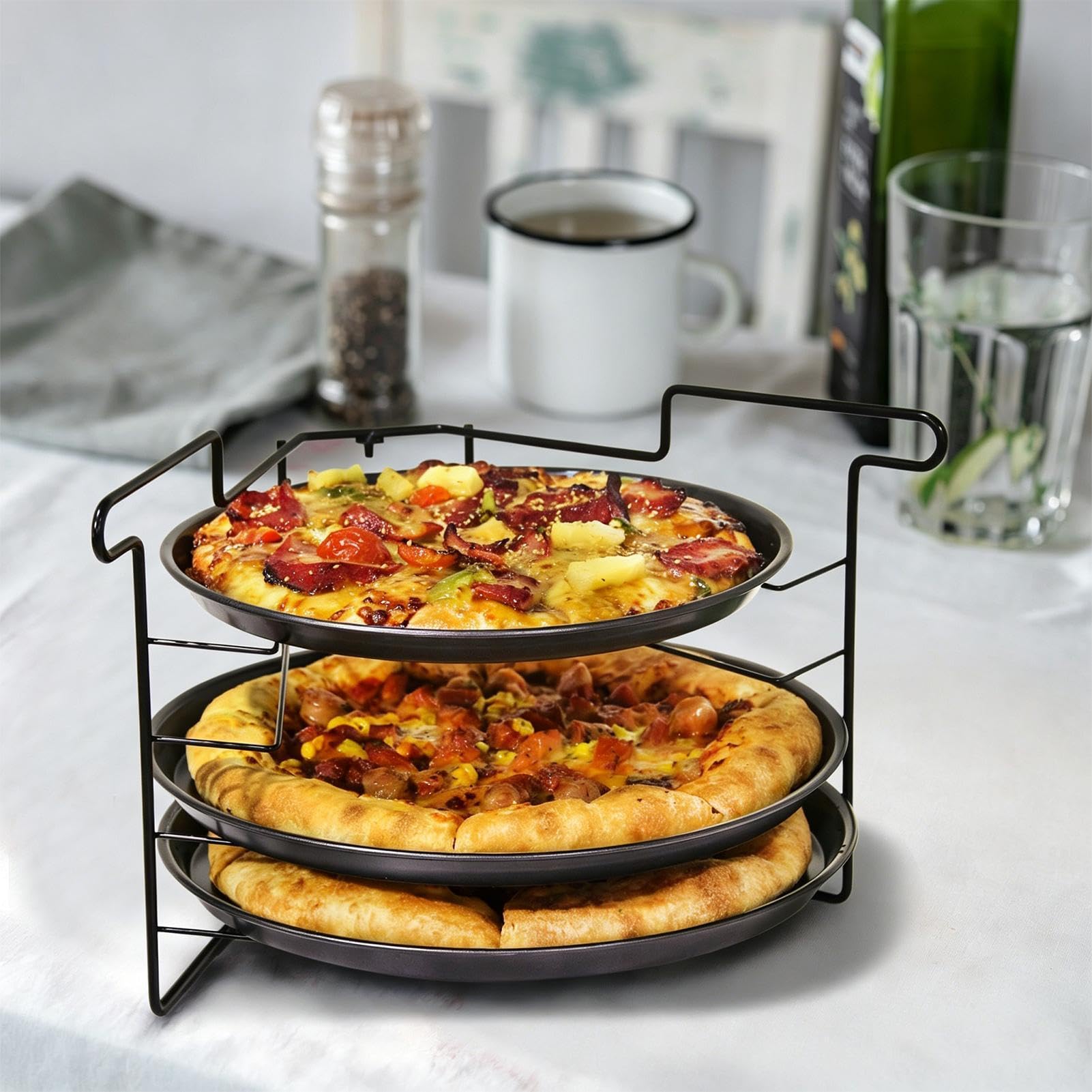 Pizza-Backgestell-Set Klappbarer, Stabiler Schwerlast-Halter | Pizza-Backblech-Gestell für Haushaltsküche, Brot- und Gebäckzubereitung, Restaurant, Catering, Anfänger,