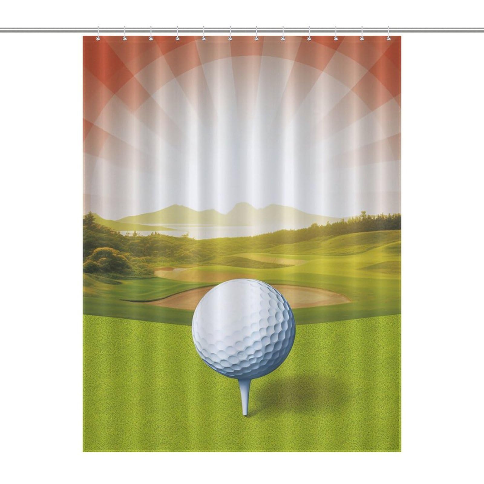 Rideau de douche de golf 140x183 cm lavable en tissu imperméable avec ses 12 crochets