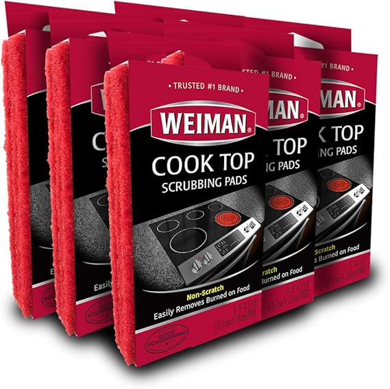 Weiman Cook Top Scrubbing Pads, 18 Count, 6 Pack Cuts Through The Toughest Stains Scrubbing
