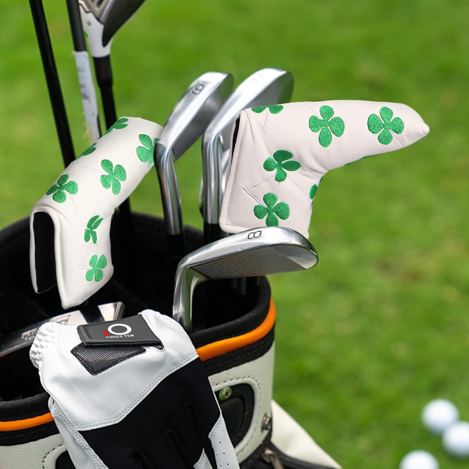 Copri Testa da Golf per Conducente E Fairway, Copri Testa Putter Trifoglio Copertura per Putter in Pelle PU con Chiusura Magnetica per Mazze Putter Stile