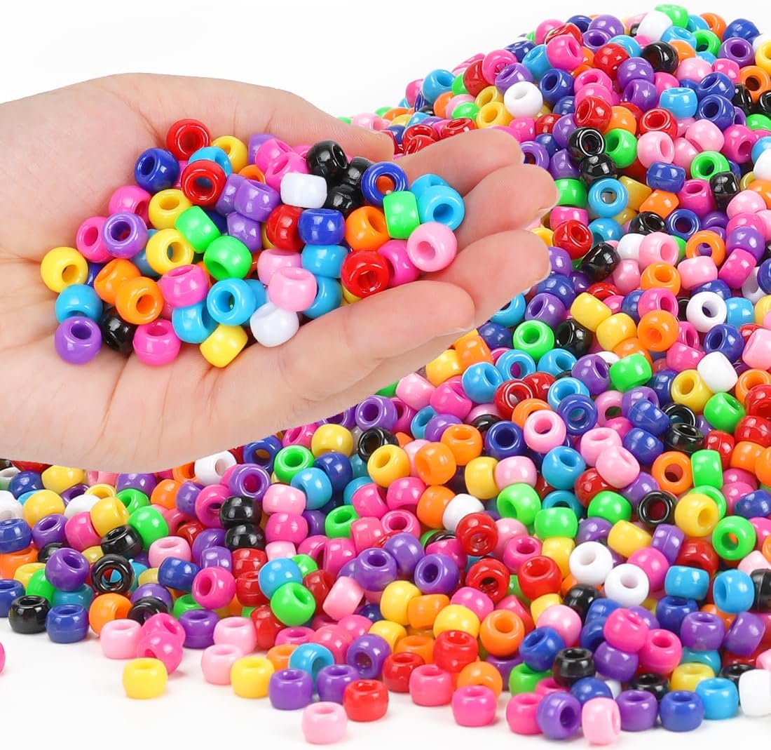 IOOLEEM 4000pcs Pony Beads, 11 Colors, Bulk Beads for Crafts, DIY, Bracelets Making