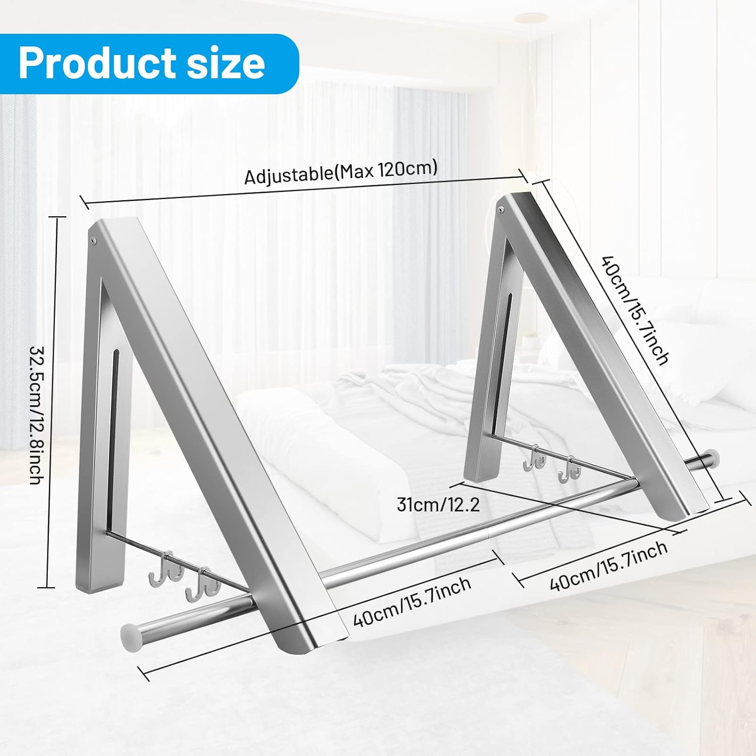 Foldable Retractable Wall Hanging Drying Rack Space-Saving for Balcony Bathroom Laundry Room Foldable Invisible Drying Rack Storage