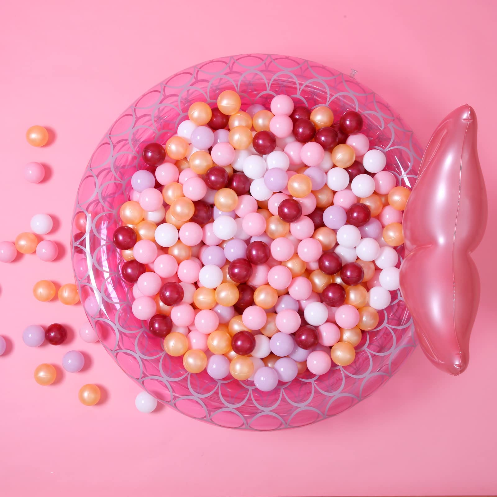 GOGOSO Ball Pit Balls for Toddler, Baby Plastic Playballs Kids Soft Pastel Pelotas Non-Toxic BPA-Free,Pink+Gold+White+red+Purple,100 Balls