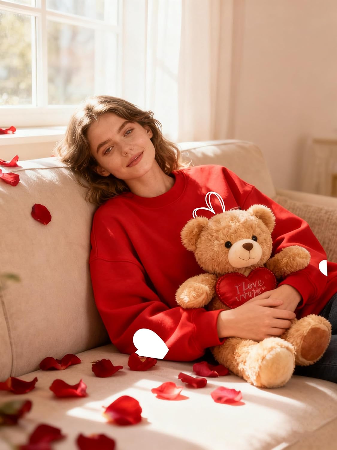 Valentines Sweatshirts for Women Valentines Shirts Valentine's Gifts Oversized Heart Long Sleeve Shirt - Image 4