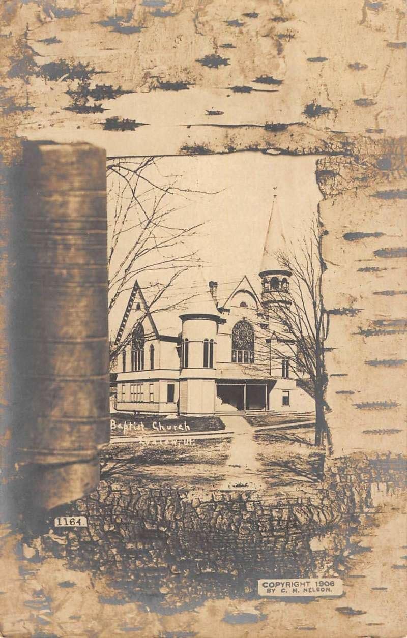 Ludlow Vermont Baptist Church Log Border Real Photo Antique