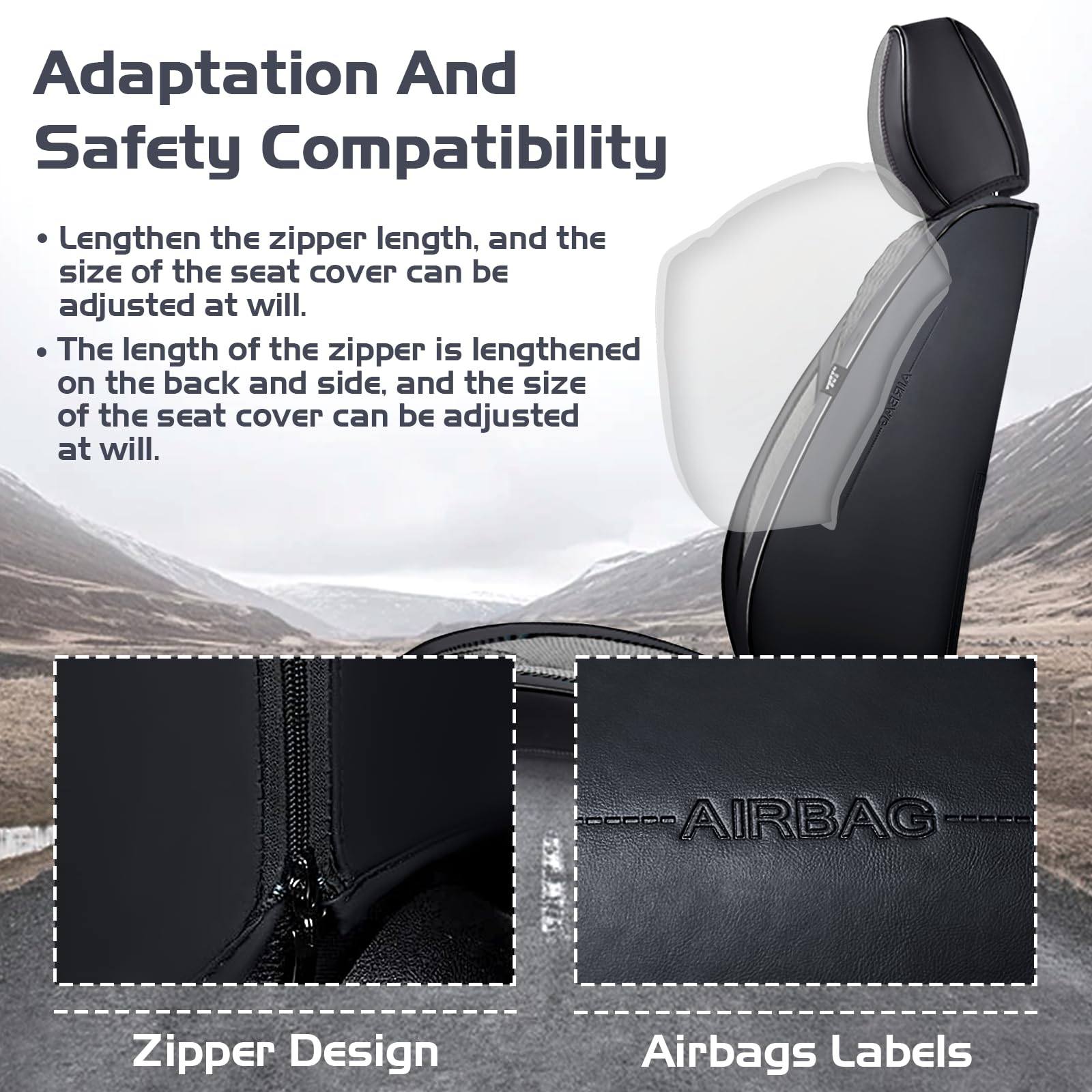 Car Seat Covers for Dodge Dakota 2000-2011 Waterproof Nappa Leather Full Set Seat Cover with Headrests Anti-Slip and — view 3