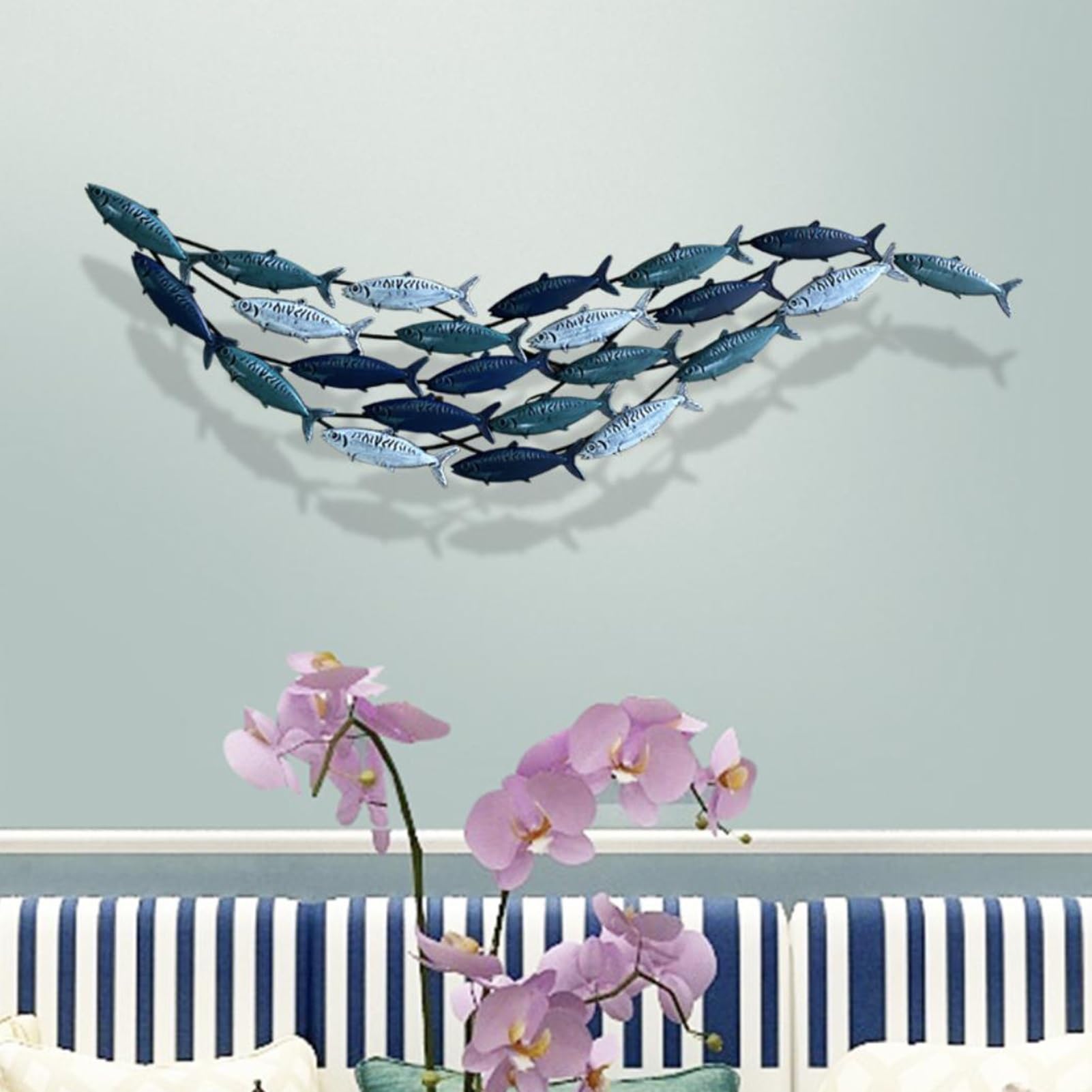 Sztuka dekoracji ścian i metali 3D Ocean Metal Fish Wall Art Decor, Abstrakcyjna Rzeźba Ścienna Ryba, Ręcznie Robione Wiszące Ozdoby Dekoracja Do Salonu/Sypialni