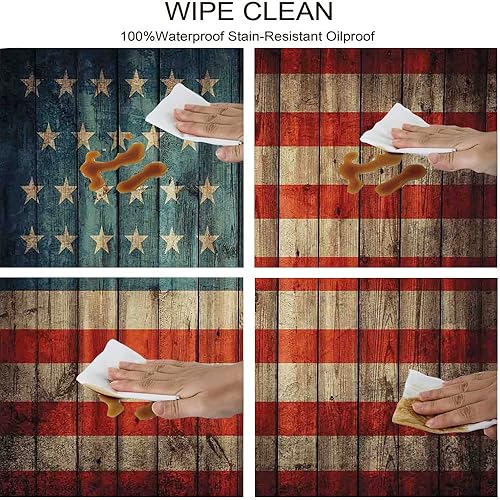 Miniatura 4 de GBYAGCS Mantel de poliéster y banco de 72 pulgadas con diseño rústico de bandera estadounidense de Estados Unidos, Día de la Independencia pintado