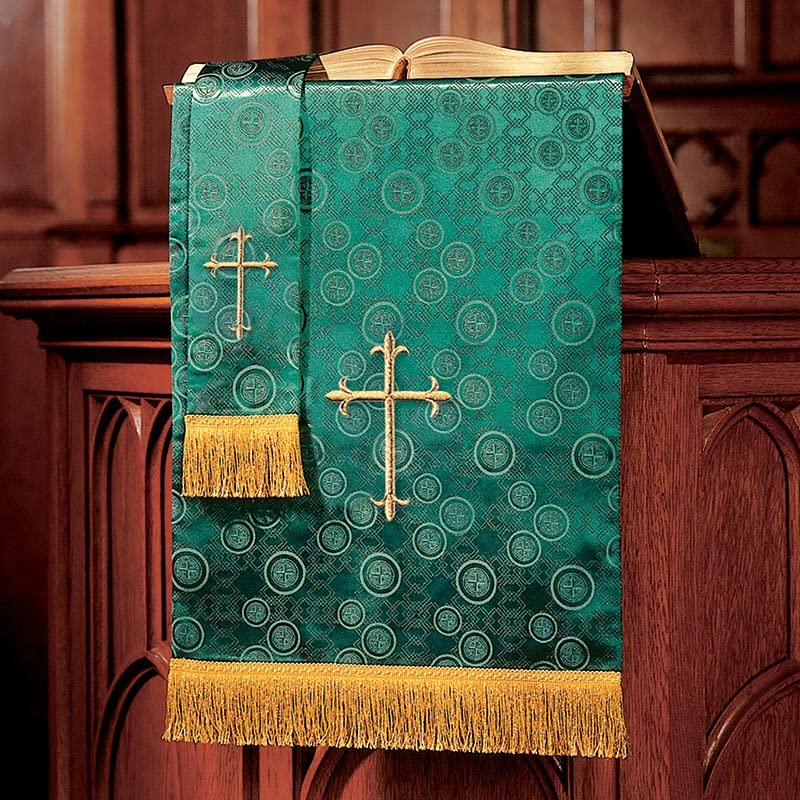 Murphy Robes womens Pulpit Scarves - Millenova Lectern Banner Embroidered With Gold Latin Cross2