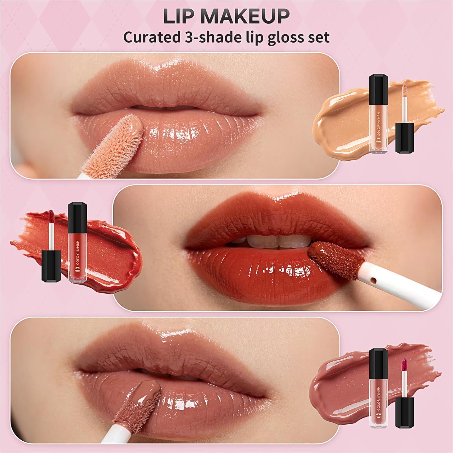Color Nymph Beginner Makeup Kit For Teens With The Small Cosmetic Train Case Included 24-Colors Eyeshadow Palette Blushes Bronzer Highlighter Lipstick Brushes Mirror(Pink)
