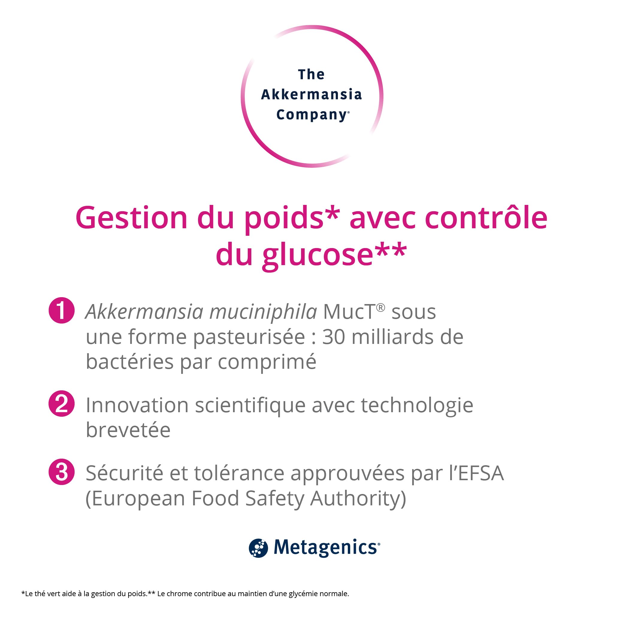 The Akkermansia Company Gestion du poids - Probiotiques, Vitamine D, B1 et B2 - Pour améliorer l'équilibre de la flore intestinale - 30 comprimés