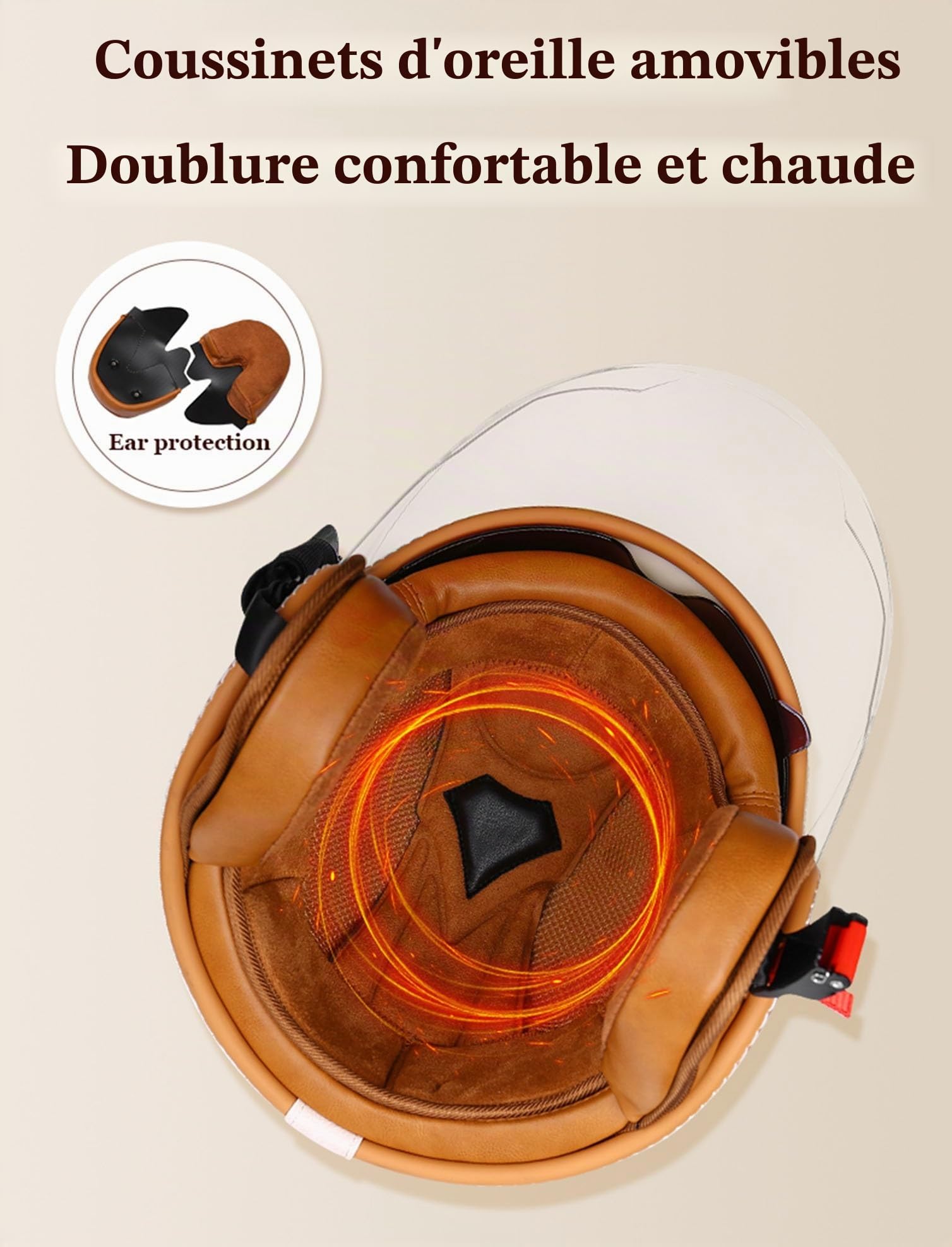 Casque Moto Jet Bluetooth Casque Scooter Ouvert Casques Motocross avec Double Visière ECEDOT Homologué Casques Moto avec Microphone Intégré pour Hommes Adultes Femmes(6,L=59~60cm)