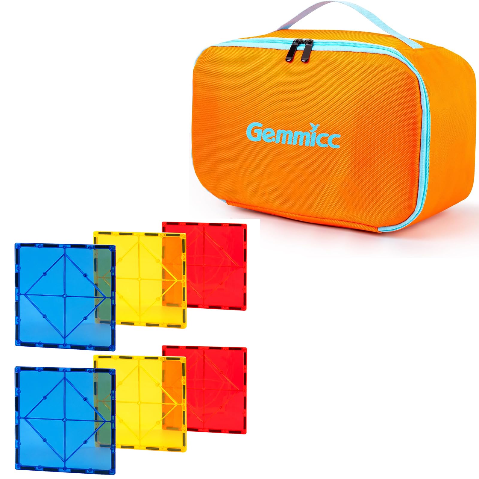 GemmiccToy Carry (orange) + 6 Large PCS Magnetic Tiles Set
