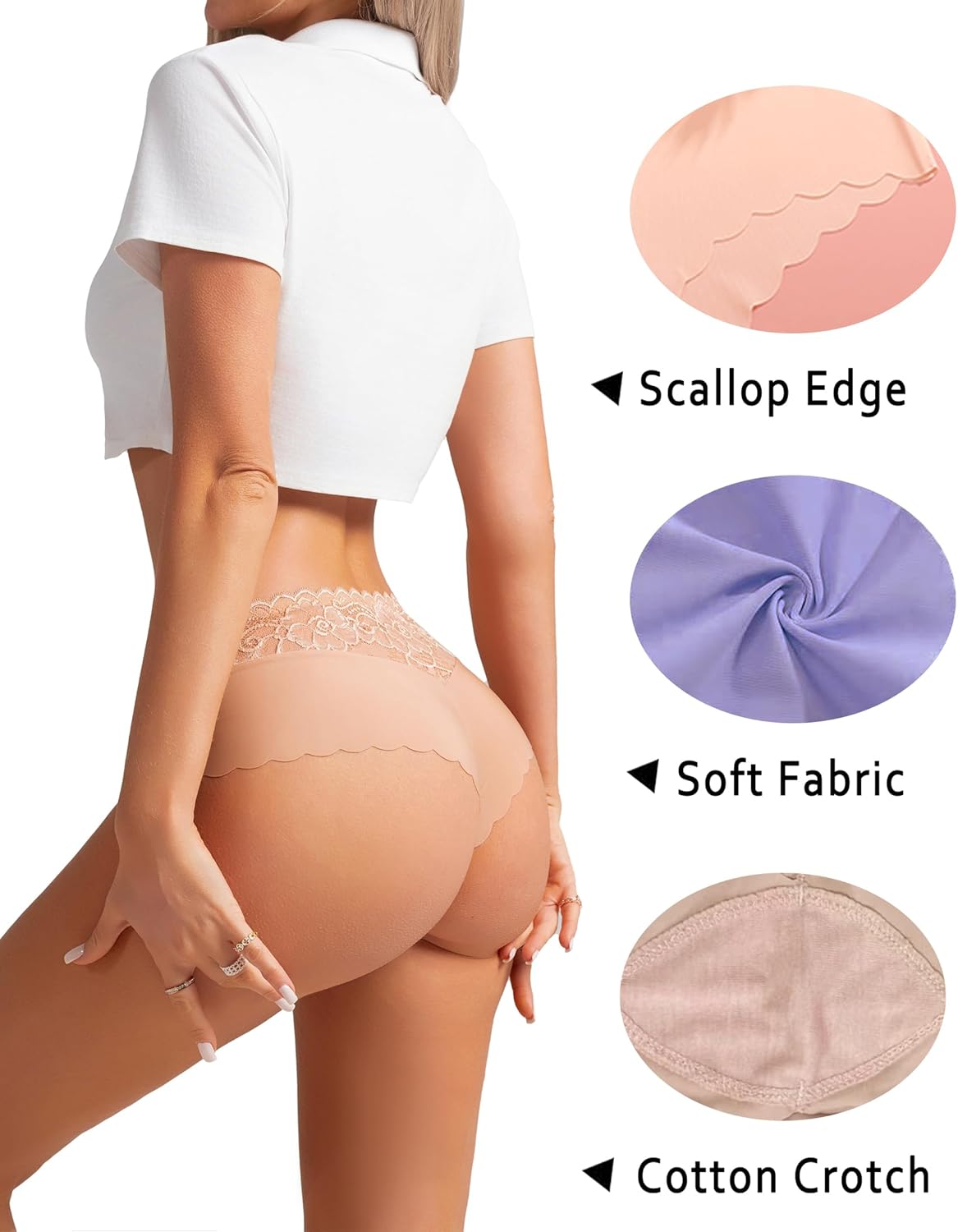 Sexy Underwear for Women Lace Cheeky Panties Breathable Bikini for Ladies 6 Pack - Image 2