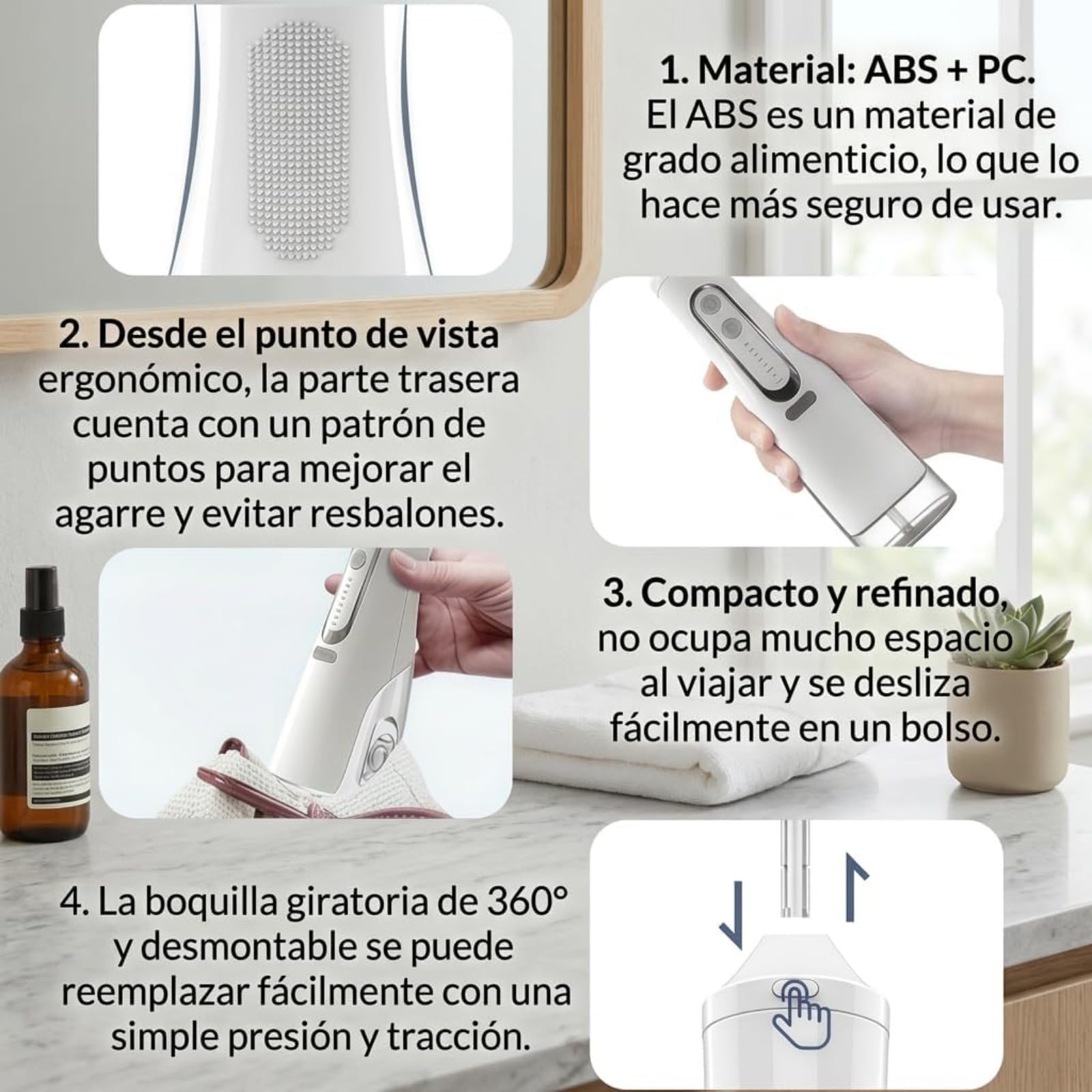 Oryzom Irrigador Dental,irrigador Dental Profesional Inalámbrico Con Irradiador,Water Flosser Para La Limpieza Dental.IPX7 Resistente Al Agua,limpieza Dental Para El Hogar (Negro)