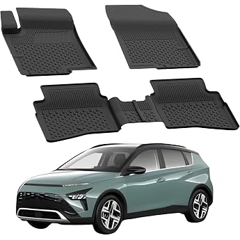 Sahler Floor Mats Car Mats Compatible with Hyundai Bayon 2021-2026 4.5D Premium TPE Rubber Non-Slip Rubber Mats Waterproof Car Mat Black