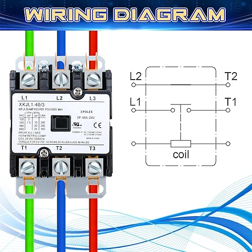 Miniatura 4 de Dreyoo Contactor de motor HVAC, 3 polos, 40 amperios, compresor de condensador de aire acondicionado, relés de repuesto compatibles con C230B, aire