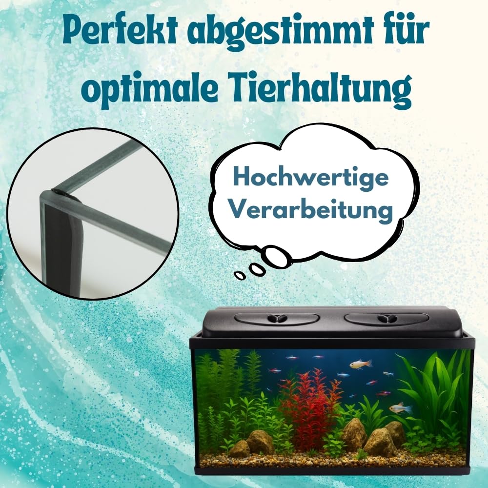 Aquarium Komplettset 60x30x30 54 L Starterset Becken mit Abdeckung inkl. LED Beleuchtung Aquarium Set Komplett