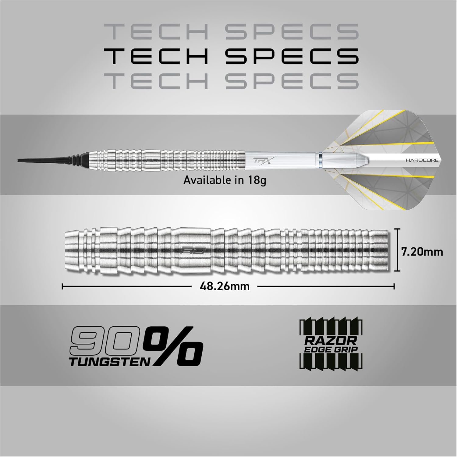 RED DRAGON Darts – Seren Pure Series - 90% Tungsten Professional Soft tip Darts Set with Dart Flights and Dart Shafts (Stems) - Available in Four Styles
