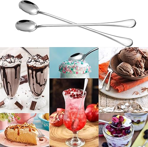 Miniatura 9 de Cuchara de té helado de mango largo, agitadores de mezcla de cóctel de acero inoxidable de 9 pulgadas, cuchara de café, cuchara de helado, cuchara,