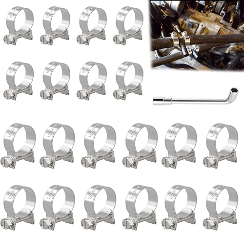 Tnisesm 30 abrazaderas de manguera de inyección de combustible de 916"-58" y 12"-916" ajustables de acero inoxidable 304, kit surtido de abrazaderas