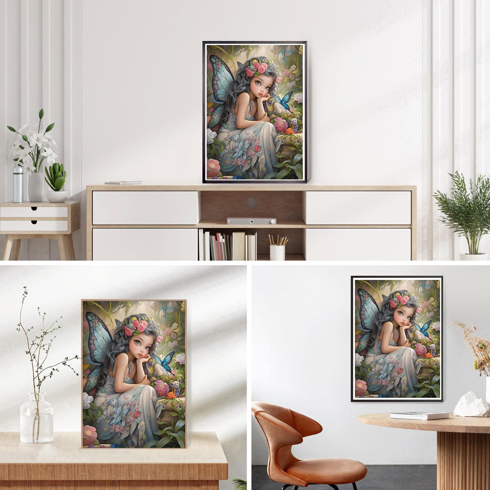 DPHERO DIY Fairy Diamond Painting Kits for Adults,5D Butterfly Diamond Art Kits for Beginners,Round Full Drill Flowers Diamond Painting Art,DIY Painting by Numbers Diamond Art Painting 12x16 inch - Image 3