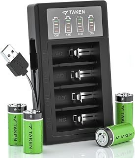 4 Pack Cr123a Lithium Batteries 3.7V Rechargeable Batteries and LED Charger Compatible with Arlo Cameras (VMC3030/VMK3200/VMS3330/3430/3530), Flashlight, Microphone