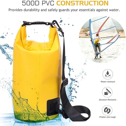 Miniatura 4 de Bolsa seca impermeable para deportes, al aire libre, 5L10L15L, resistente 500D, bolsa de almacenamiento enrollable para kayak, barco, rafting,