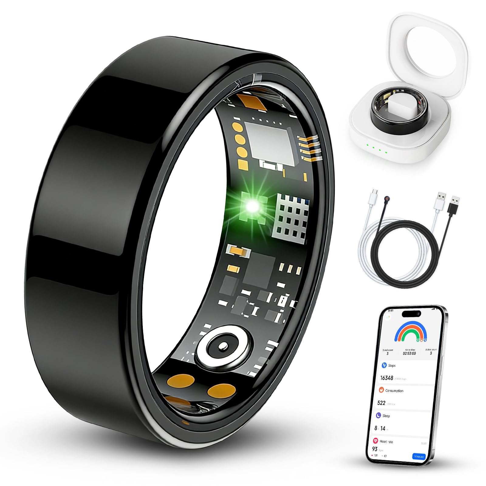 BENIO Gen4 Smart Ring Health & Fitness Tracker Step Counting Black 13