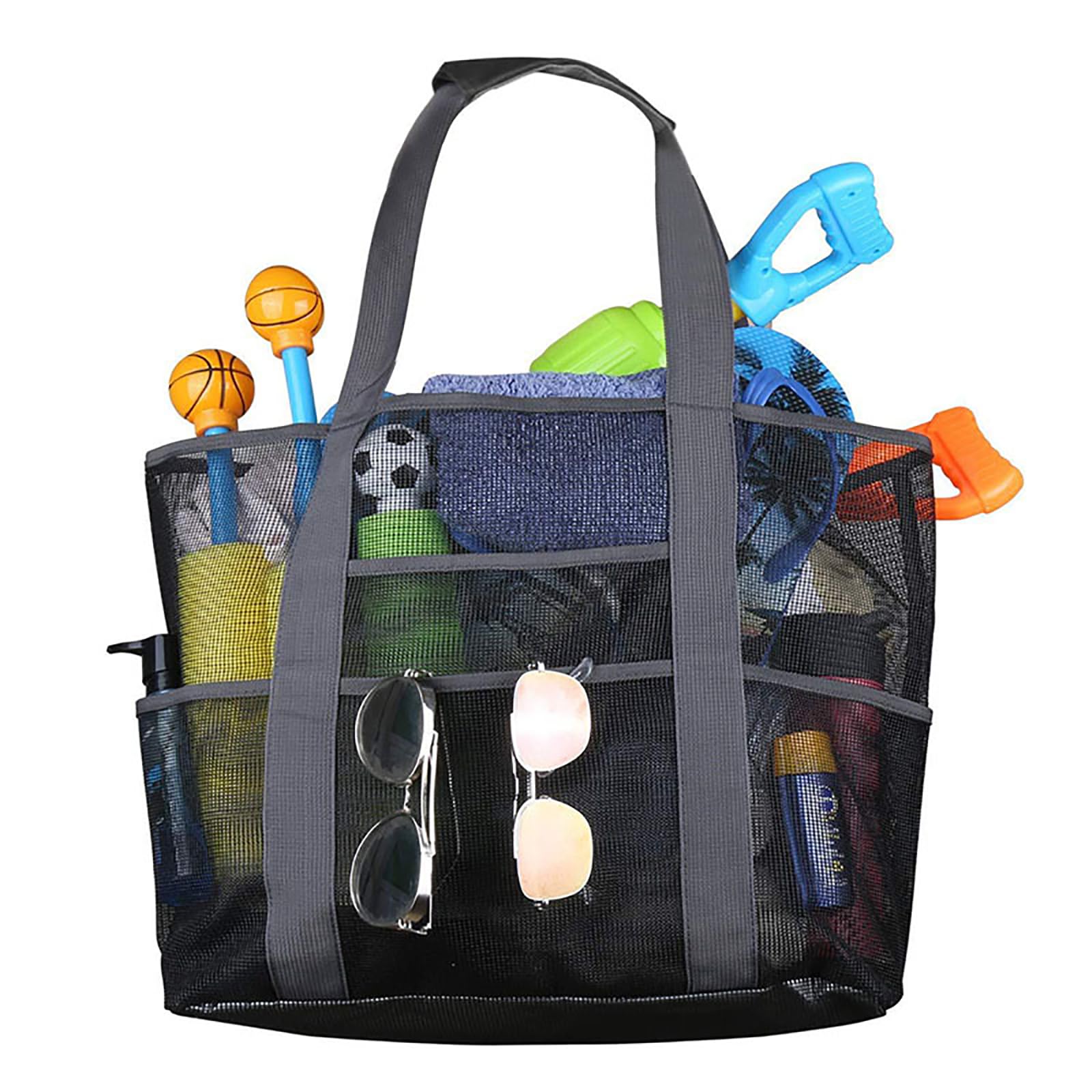 JOSBY Borsa da Spiaggia Extra Large in Rete, Borsa Hobo Pieghevole Riutilizzabile Leggera di Grande capacità con Tasca con Cerniera per Picnic, Vacanze in Piscina, Nuoto