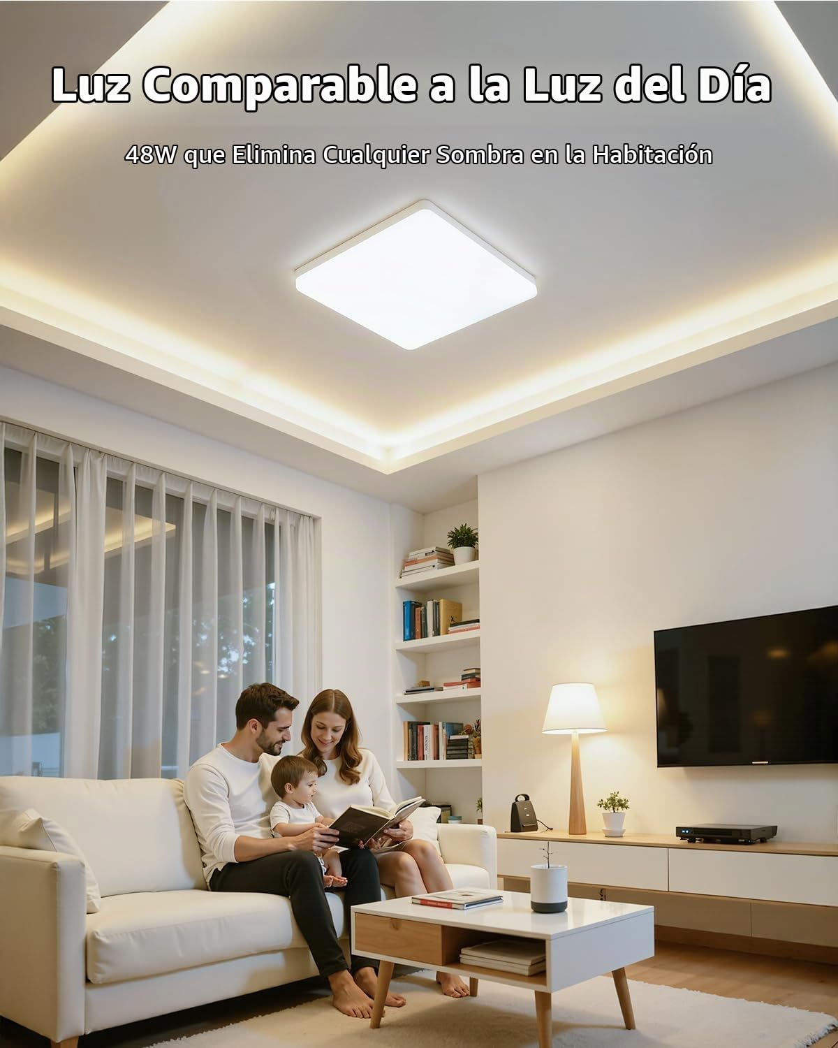 Yafido LED Lámpara de Techo Moderna 48W Plafón Led Cuadrado Ultra Delgado Downlight Blanco Natural 4000K 4320LM adecuada para Cocina Balcón Dormitorio Corredor Sala de Estar 30*30*4cm No-Regulable