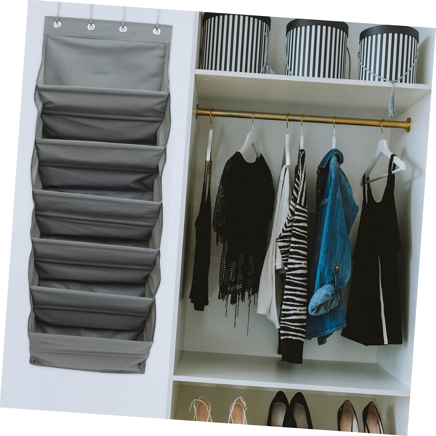 LABRIMP 1 Set Multi Function Over the Door Storage Organizer with Hooks Hanging Closet Bags for Shoes and More Space Saving for Home Office and Dorm Use