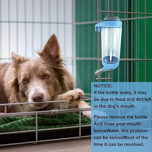 Miniatura 5 de Botella de agua para perros  Dispensador de agua para mascotas sin goteo de 17 onzas, botella de agua de jaula fácil de usar para perros, gatos,