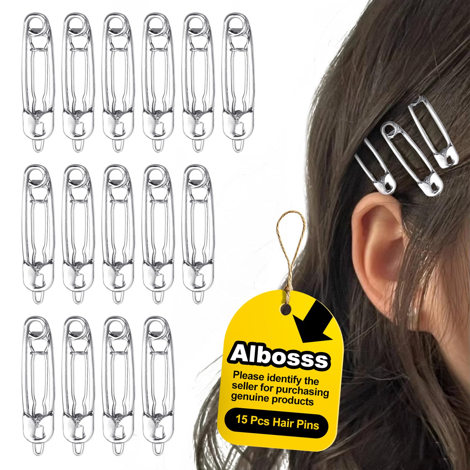 Amazon.com : 15 Pcs Hair Pins Hair Clips Alloy Safety Pin Shape