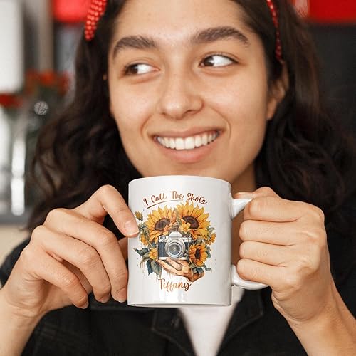 Miniatura 5 de Personalized Sunflowers & Camera Coffee Mug With Photographer Name, Custom Camera White Tea Cup, Gift For Photography Lovers, Camera Mug, Unique