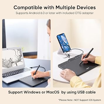 ugee S640 Drawing Tablet 6.3 x 4 In Graphics Pad for Beginner