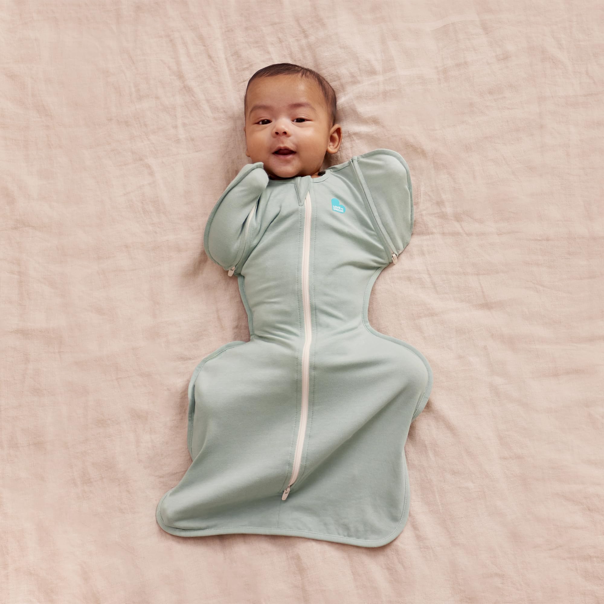 Love To Dream Swaddle Up Transition Bag, Twin Zipper, Arms-Free Baby Sleep Sack with Zip-Off Wings, Lightweight, Hip Healthy, Moderate Ideal Temperatures 24°C & 27°C, Olive, Large (6-9 Months) 2