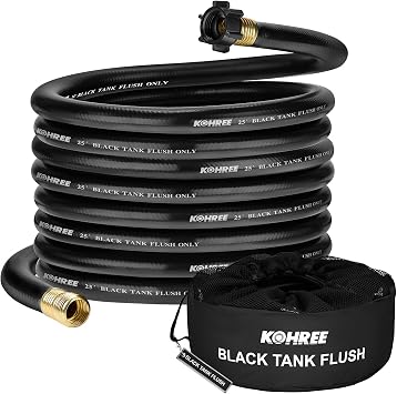 Kohree RV Black Water Hose for RV Camper, 25FT 5/8" Diameter No Kink Design Camper Sewer Hose, Clean-Out Black Water, Grey Water Tanks, RV Accessories with Storage Bag