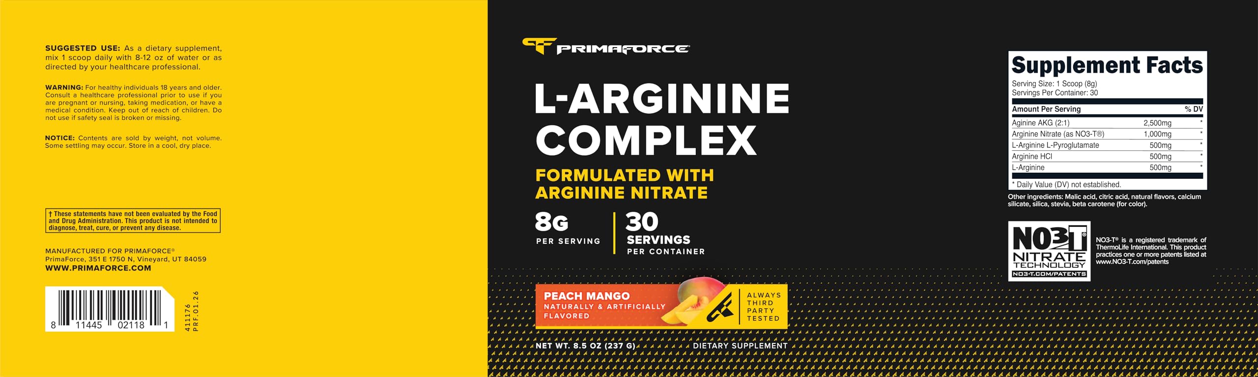 PrimaForce L-Arginine Complex Powder (Peach Mango) 8g Per Serving, 30 Serv — Amazon image 5
