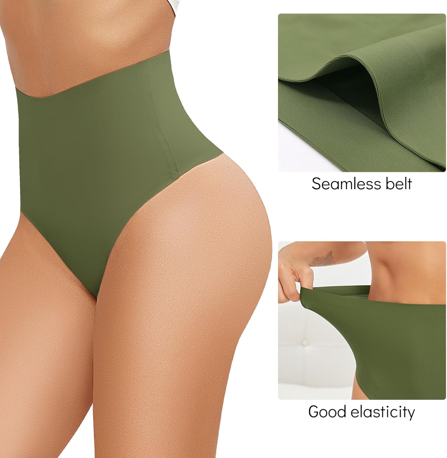 FallSweet Ultra High Waisted Thong No Show Underwear for Women High Rise Panty Pack - Image 2