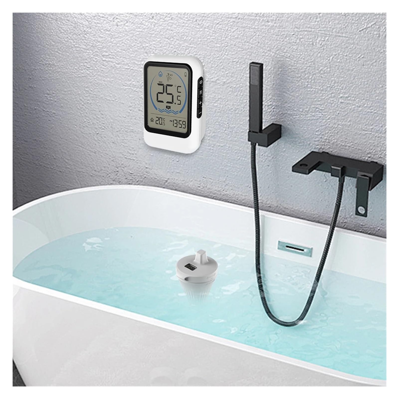 Termómetro flotante for piscina IPX7, inalámbrico, resistente al agua, fácil de leer, for bañeras hielo, peceras, estanques y jacuzzis(B)