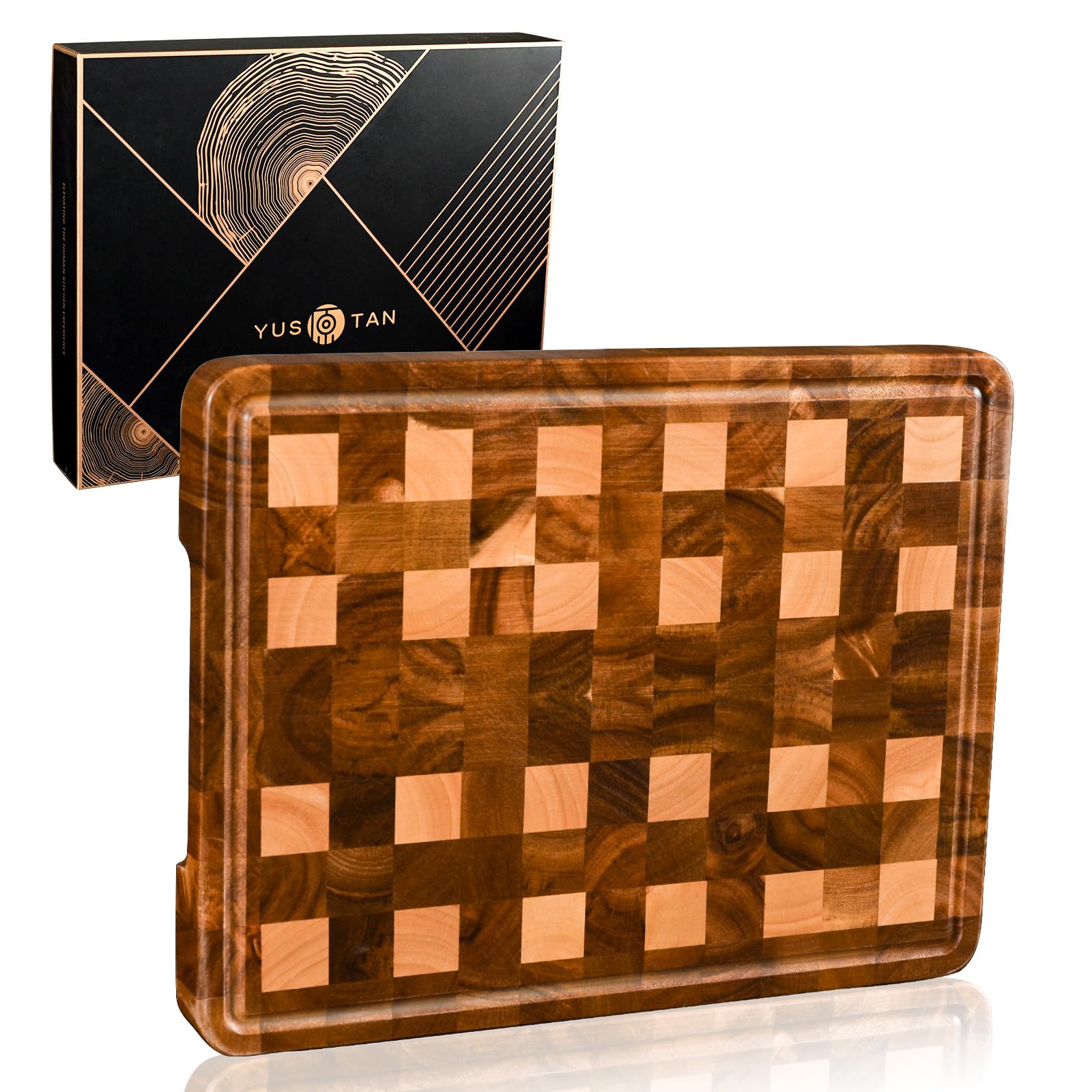 17"x13" Acacia Wood Cutting Board Large Chopping Board with Handle for Meat Cheese Board, Decorative Wooden Serving Board forVegetables Bread Charcuterie with Gift Box