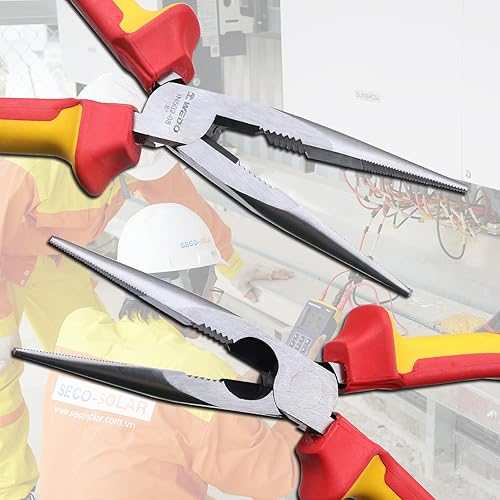 Miniatura 22 de WEDO Juego de 3 alicates aislados, VED 1000V Kit de alicates para electricista, alicates Lineman de 8 pulgadas, alicates de punta de aguja larga
