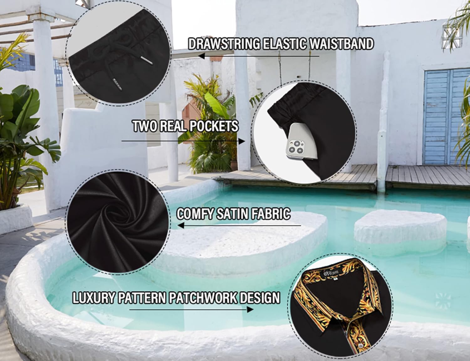 Men's Hawaiian Shirt and Short Set 2 Piece Outfits Luxury Printed Casual Button Down Short Sleeve Satin Shirt Suits - Image 4