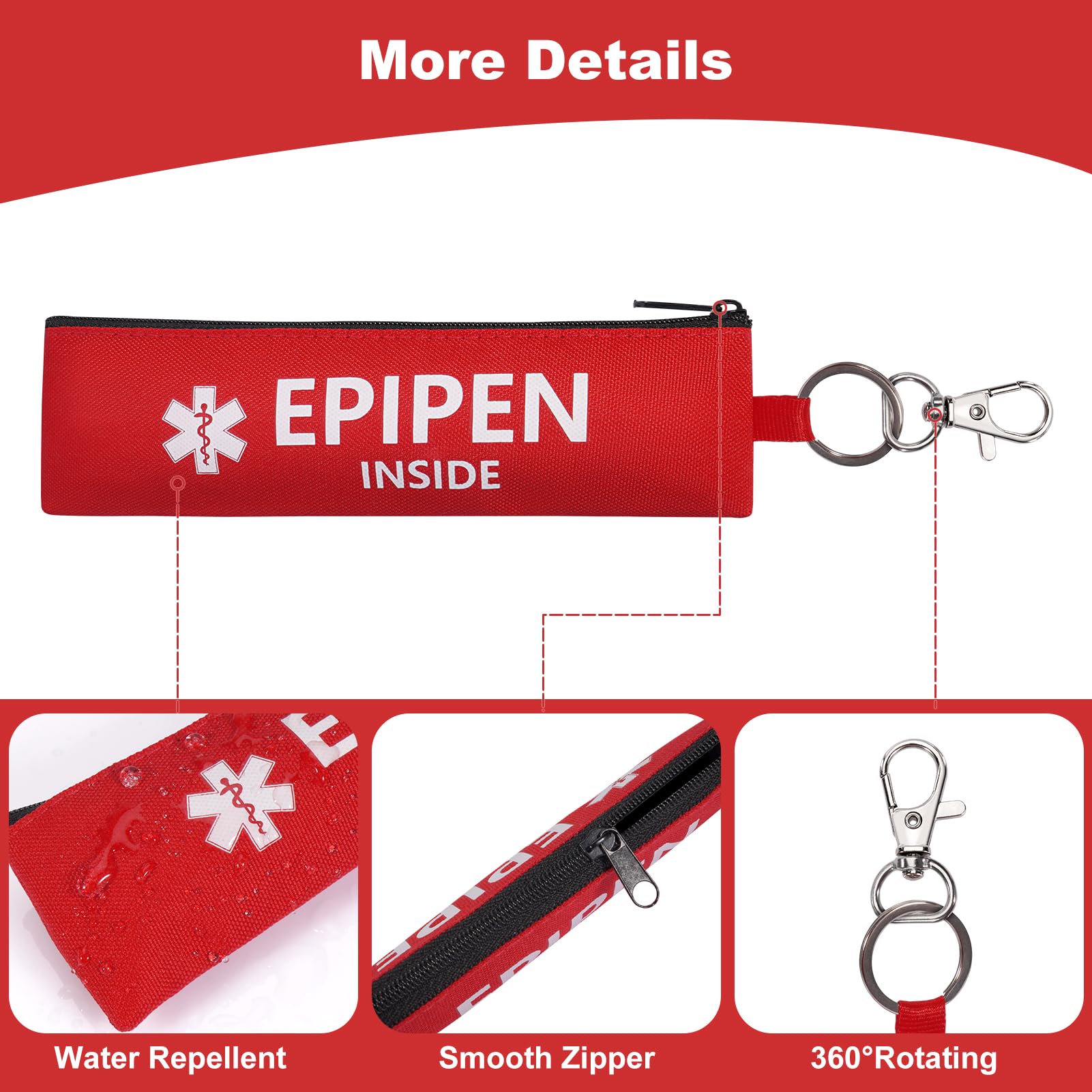 MEDMAX Estuche para Transportar 1 Epipen, Bolso Médico Portátil de Emergencia de Doble Cara para un Epipen y Medicamentos Esenciales para Alergias