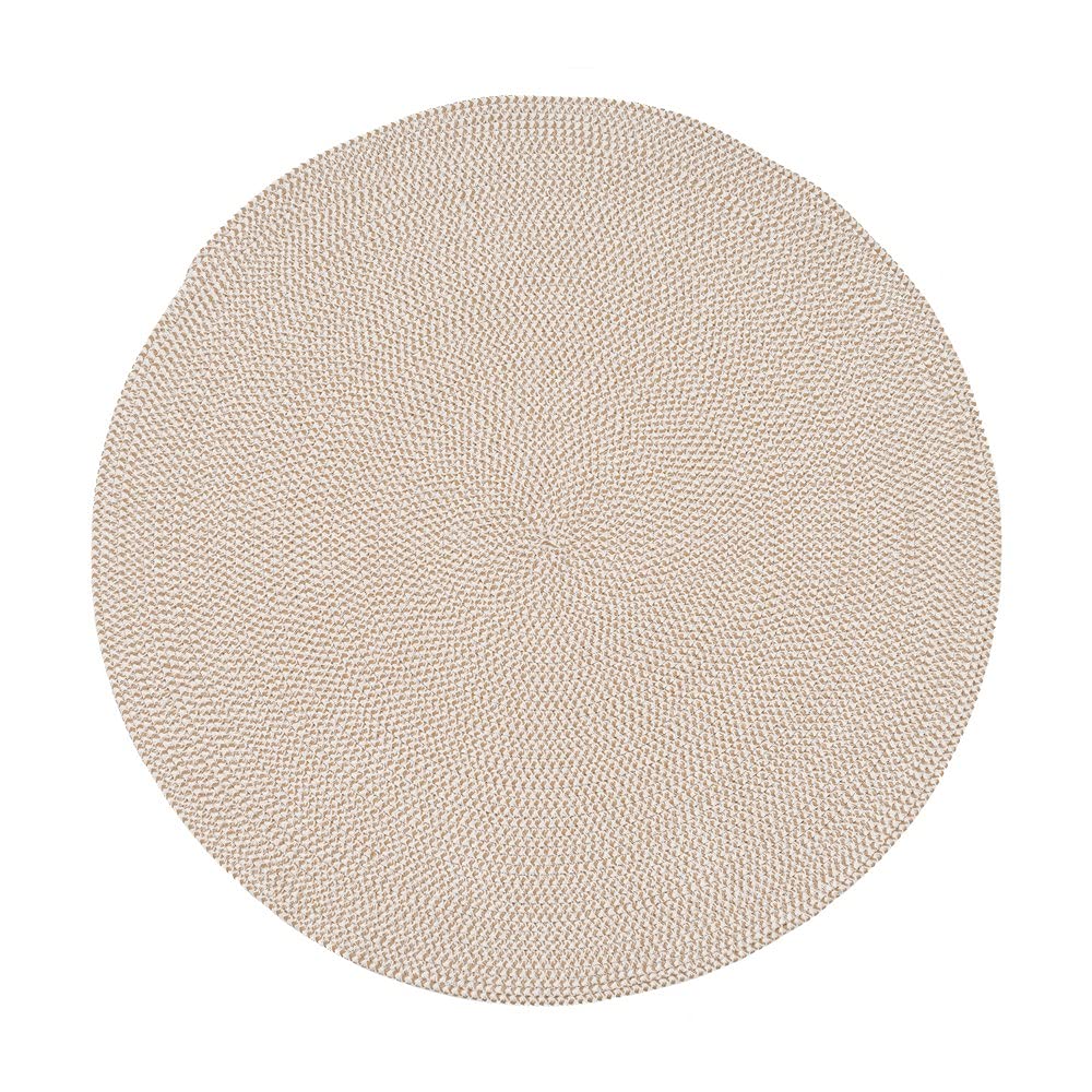 LOLAhome Alfombra Redonda Trenzada de Cuerda Blanca y Natural de Ø 110 cm