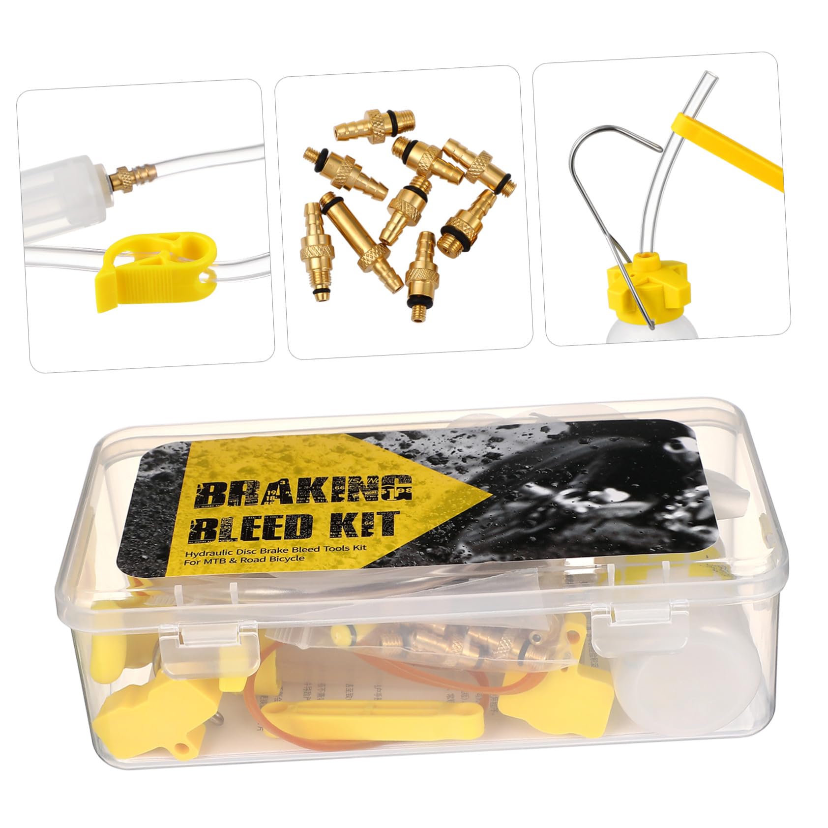 Hydraulisches Ölwechsel und Entlüftungswerkzeug für Mountainbike Scheibenbremsen Kunststoff und Kupfer Inkl Ölauffangflasche und Trichter für Einfache Wartung